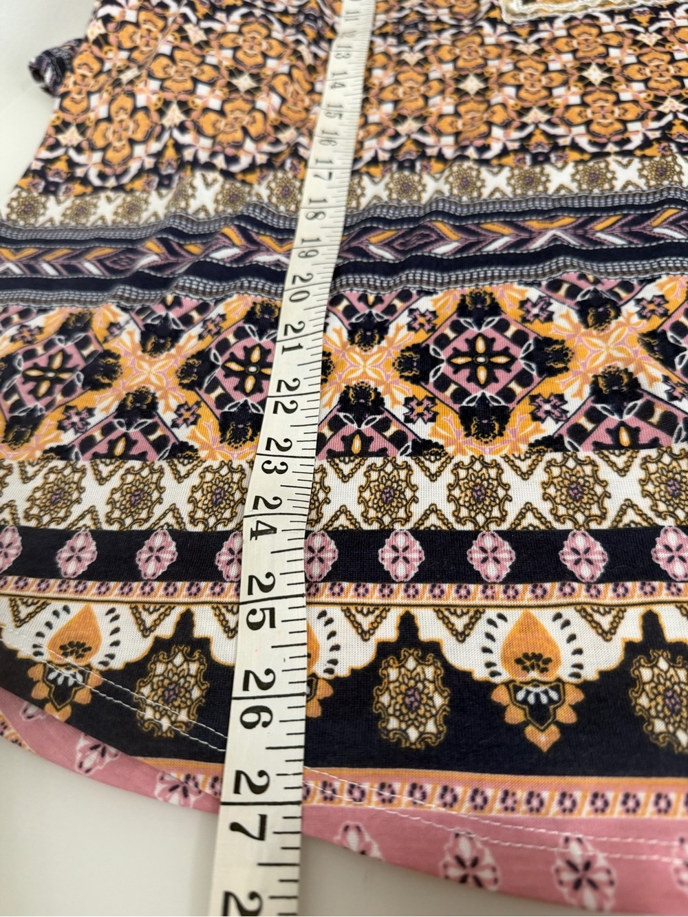 Always Fabulous Boho Tunic Top - Pink, Navy & Brown Elastic Long Sleeve Size XL - Picture 10 of 14
